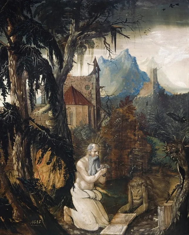 Saint Jerome In The Wilderness 3 Wall Art by Hans Leu the younger - High-Resolution Digital Print