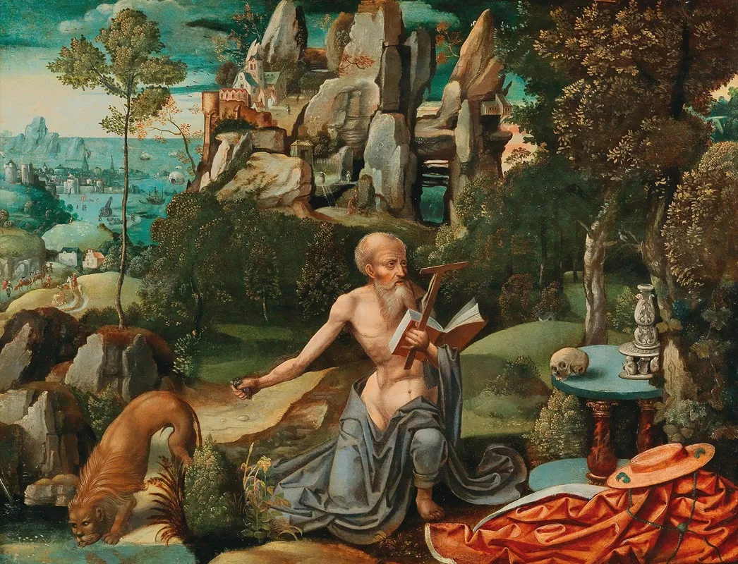 Saint Jerome In The Wilderness 4 Wall Art by Workshop of Joachim Patinir - High-Resolution Digital Print