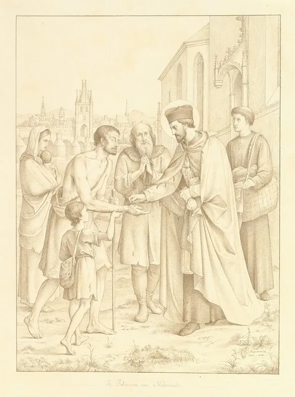 Saint Johannes Nepomuk Distributing Alms Wall Art by Leopold Kupelwieser - High-Resolution Digital Print