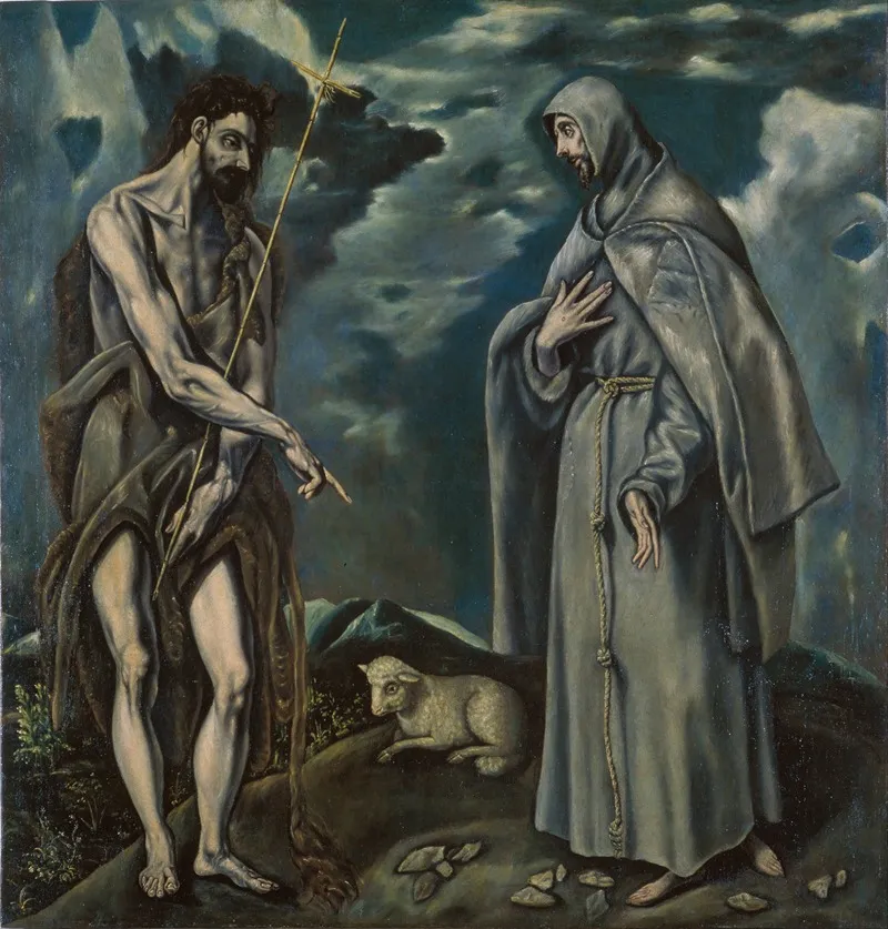 Saint John The Baptist And Saint Francis Of Assisi Wall Art by Workshop of El Greco - High-Resolution Digital Print