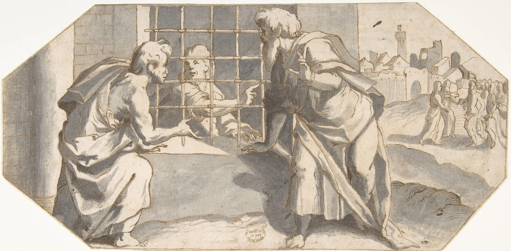 Saint John The Baptist In Prison Sends His Disciples To Question Jesus Wall Art by Ermenegildo Lodi - High-Resolution Digital Print