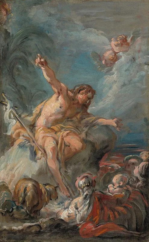 Saint John The Baptist Preaching In The Desert Wall Art by Jean-Baptiste Deshays - High-Resolution Digital Print