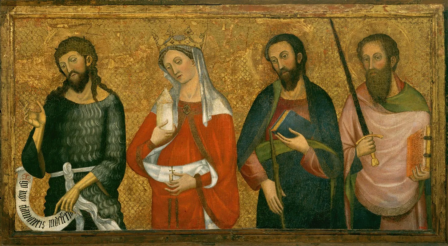 Saint John The Baptist Saint Mary Magdalene Saint James The Less And Saint Paul Wall Art by Pere Serra - High-Resolution Digital Print