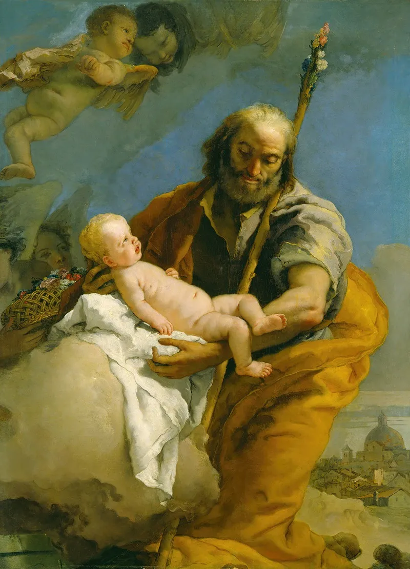 Saint Joseph And The Christ Child 2 Wall Art by Giovanni Battista Tiepolo - High-Resolution Digital Print