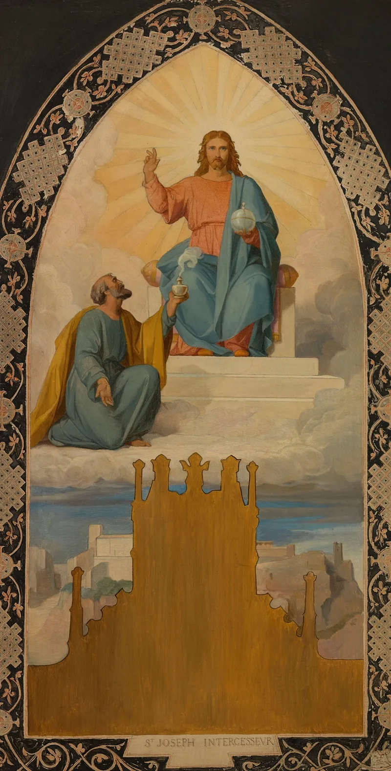 Saint Joseph Aux Pieds De Jesus Christ Wall Art by Faivre-Duffer - High-Resolution Digital Print