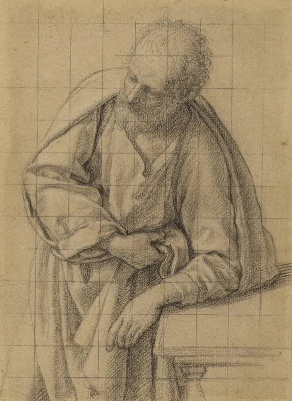 Saint Joseph Leaning On A Table Wall Art by Giovanni Battista Salvi da Sassoferrato - High-Resolution Digital Print