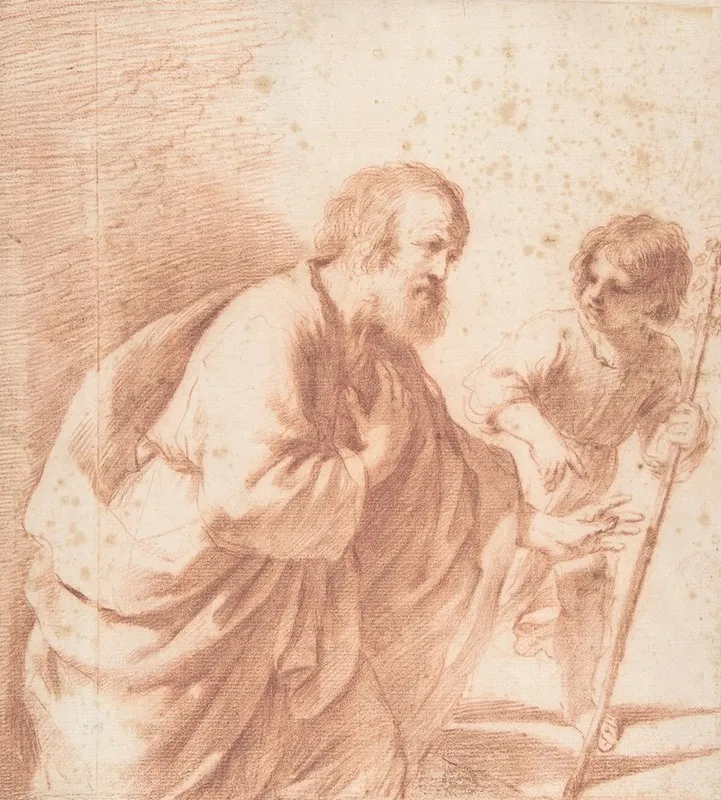 Saint Joseph Seen With His Flowering Staff Which Is Held By The Christ Child
