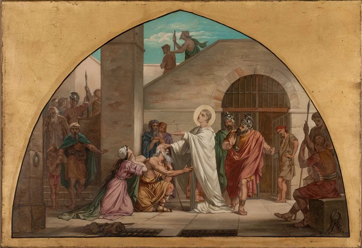 Saint Laurent Guerissant Les Aveugles Dans Sa Prison Wall Art by Paul Nanteuil - High-Resolution Digital Print