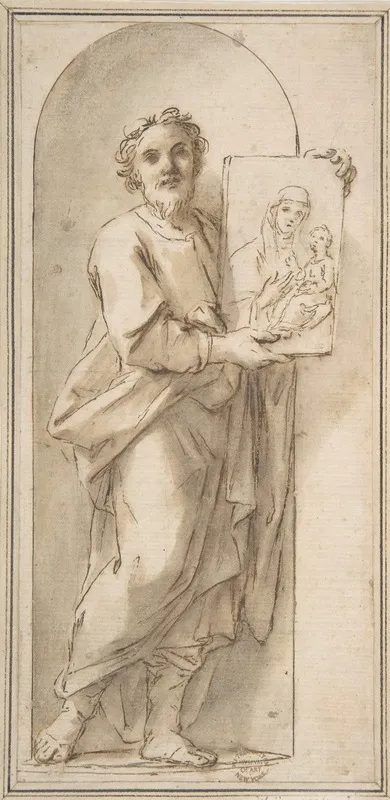 Saint Luke Holding A Painting Of The Virgin And Child Wall Art by Marcantonio Franceschini - High-Resolution Digital Print