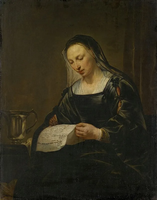Saint Magdalene Reading A Letter Wall Art by Pieter Fransz. de Grebber - High-Resolution Digital Print