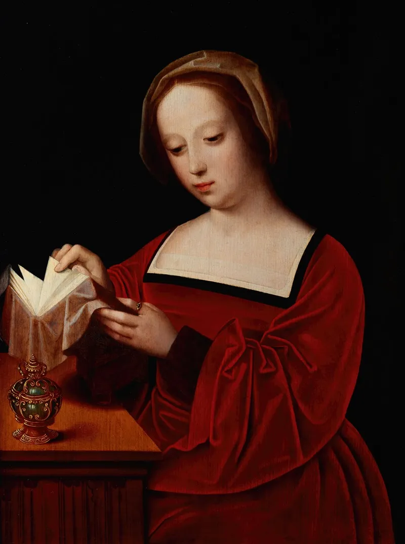 Saint Mary Magdalene Reading A Book Wall Art by After Adriaen Isenbrant - High-Resolution Digital Print