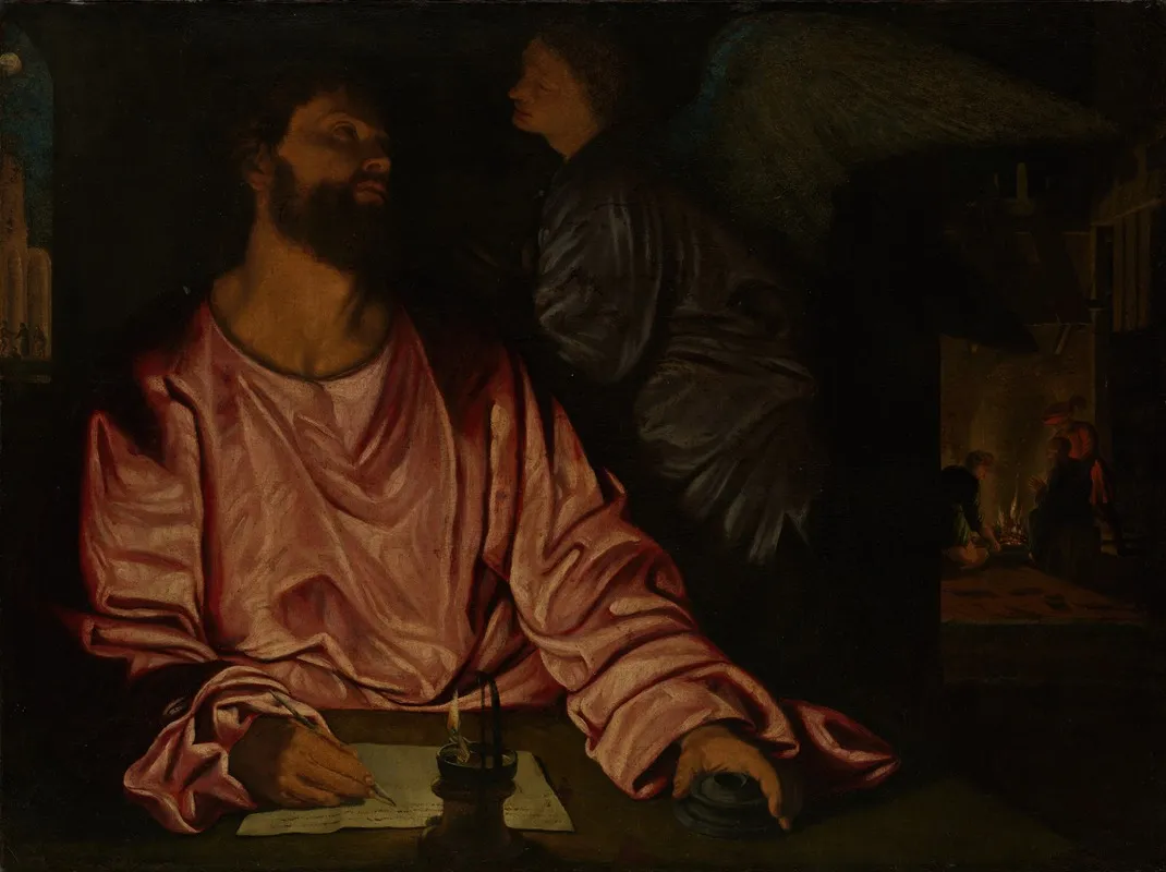 Saint Matthew And The Angel 3 Wall Art by Giovanni Girolamo Savoldo - High-Resolution Digital Print