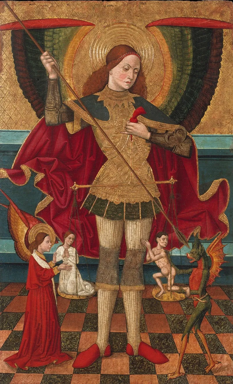 Saint Michael Weighing Souls Wall Art by Juan de la Abadía - High-Resolution Digital Print