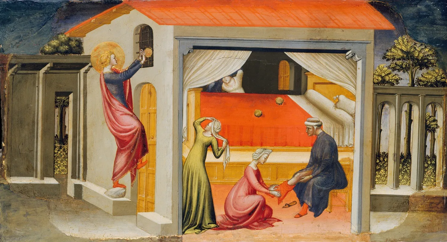 Saint Nicholas Providing Dowries Wall Art by Bicci Di Lorenzo - High-Resolution Digital Print