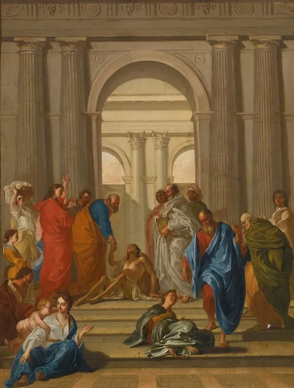 Saint Peter Healing The Paralytic At The Gate Of The Temple Wall Art by Circle Of Nicolas Vleughels - High-Resolution Digital Print