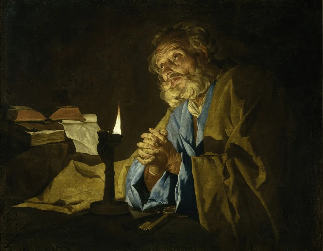 Saint Peter In Prayer Wall Art by Matthias Stom - High-Resolution Digital Print