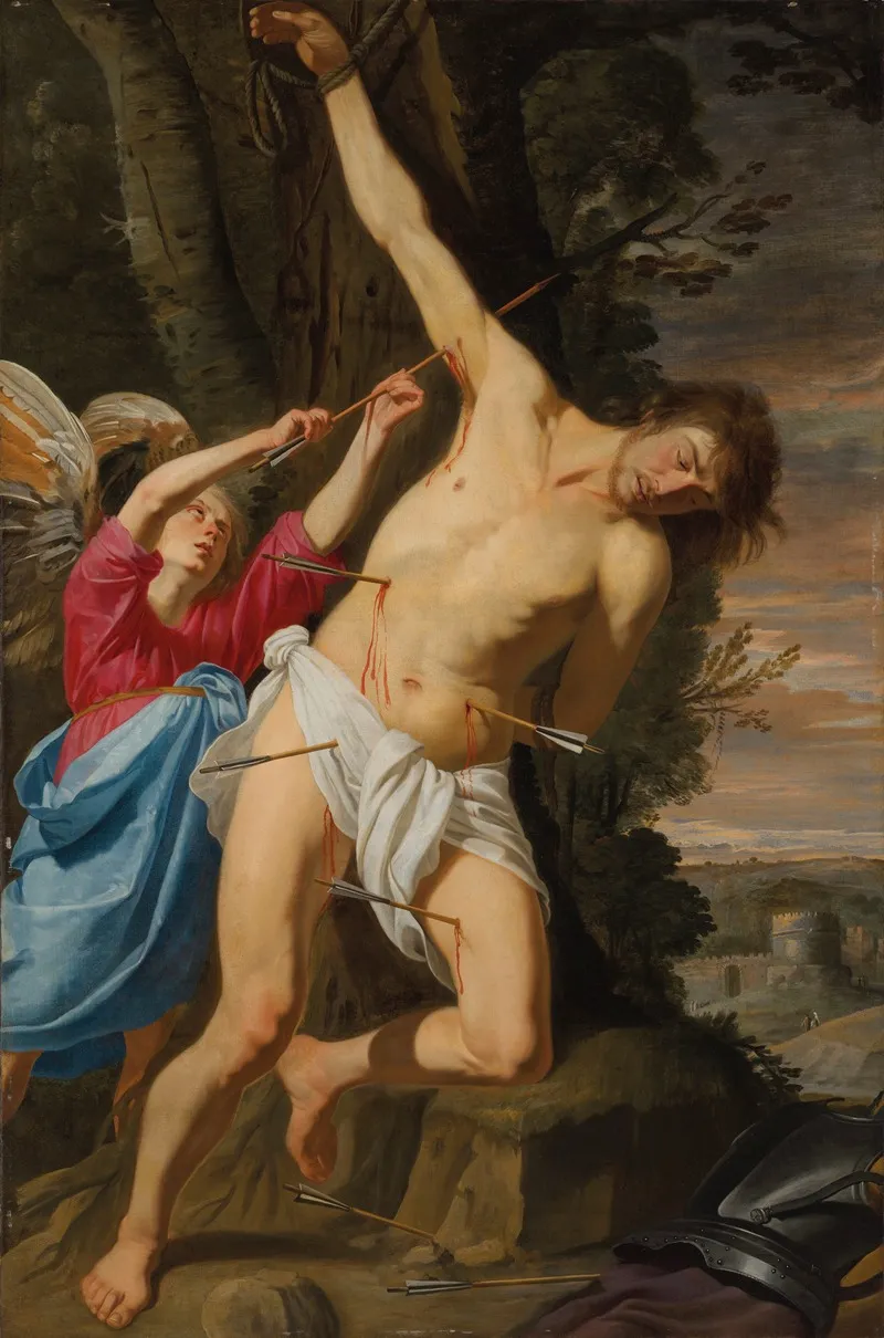 Saint Sebastian Healed By An Angel Wall Art by Theodoor Rombouts - High-Resolution Digital Print