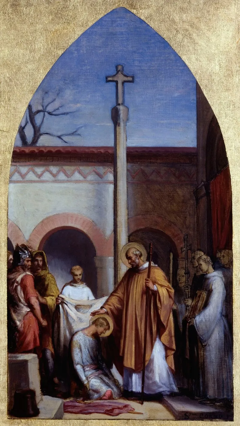 Saint Severin Le Solitaire Donnant Lhabit Monastique A Saint Cloud Wall Art by Sébastien Melchior Cornu - High-Resolution Digital Print