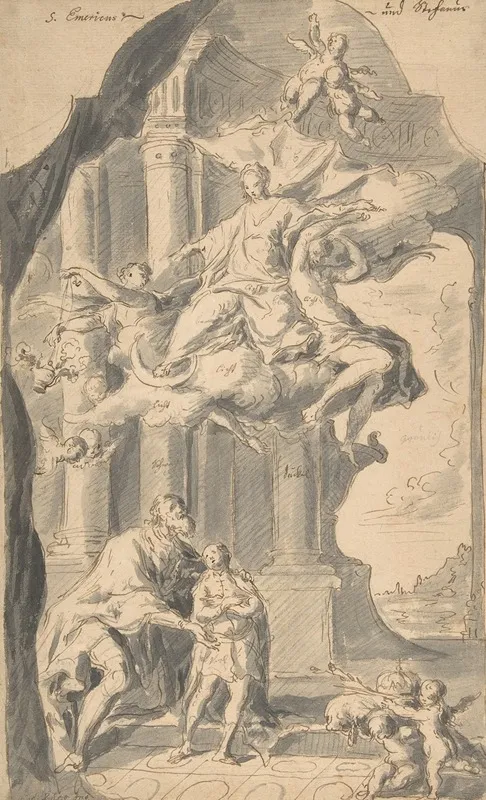 Saint Stephen Of Hungary Presenting His Son Saint Emeric To The Virgin Wall Art by Franz Xavier Karl Palko - High-Resolution Digital Print