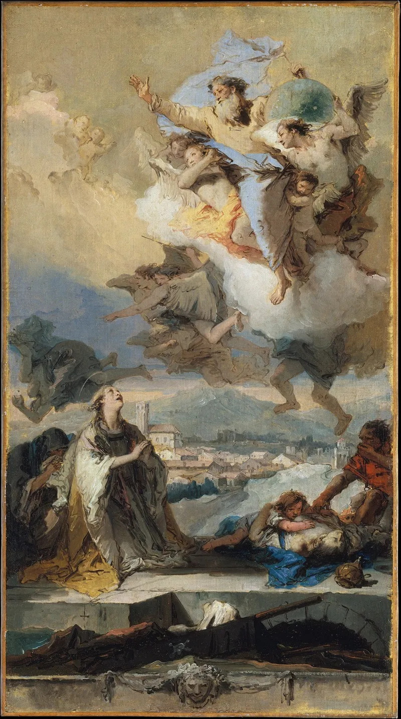 Saint Thecla Praying For The Plague Stricken Wall Art by Giovanni Battista Tiepolo - High-Resolution Digital Print