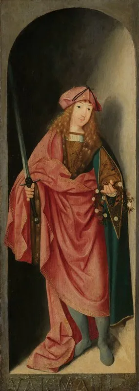 Saint Valerian Left Wing Of A Triptych Wall Art by Master of the Brunswick Diptych - High-Resolution Digital Print