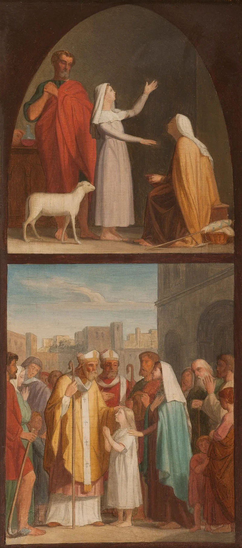 Sainte Genevieve Guerit Sa Mere Aveugle Saint Germain Dauxerre Et Saint Loup Predisent Aux Parents De Sainte Genevieve La Destinee De Leur Fille Wall Art by Pierre-Auguste Pichon - High-Resolution Digital Print