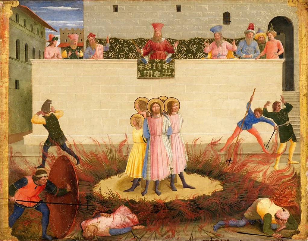 Saints Cosmas And Damian And Their Brothers Surviving The Stake Wall Art by Fra Angelico - High-Resolution Digital Print