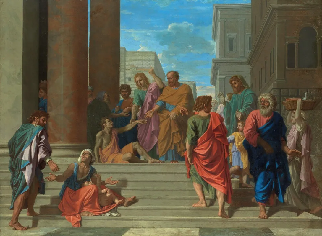 Saints Peter And John Healing The Lame Man Wall Art by Nicolas Poussin - High-Resolution Digital Print