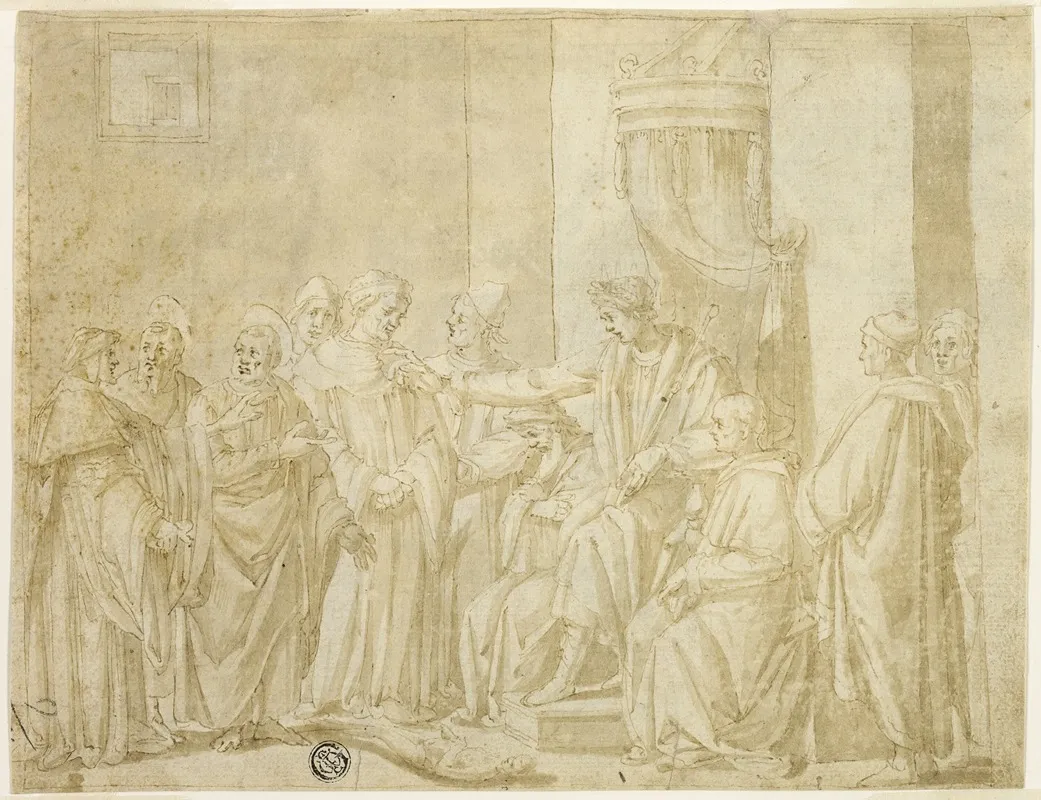 Saints Peter And Paul Disputing With Simon Magus Before Nero Wall Art by Andrea Boscoli - High-Resolution Digital Print