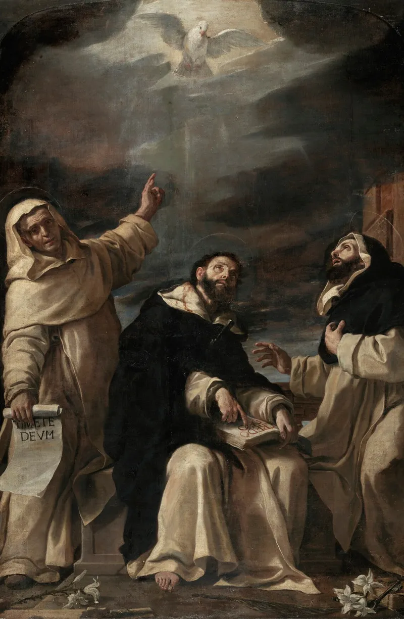 Saints Vincent Ferrer Peter Martyr And Raymond Of Penafort Wall Art by Mattia Preti - High-Resolution Digital Print