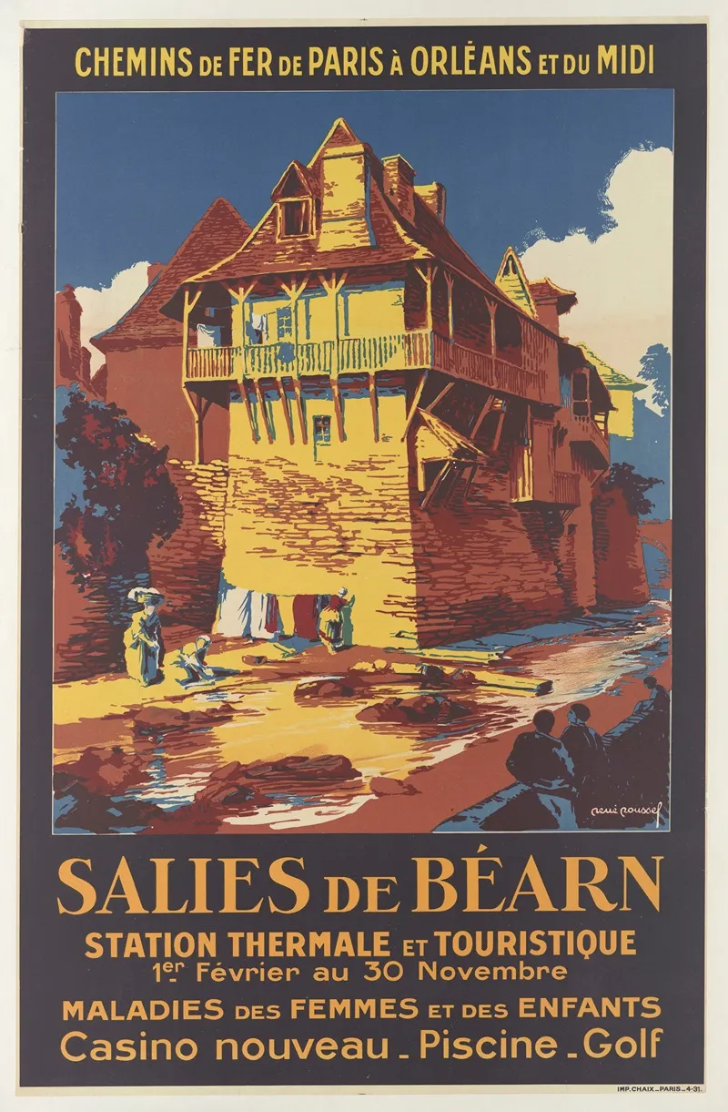 Salies De Bearn Station Thermale Et Touristique Wall Art by René Roussel - High-Resolution Digital Print