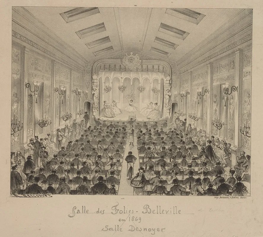 Salle Des Folies Belleville En 1869 Wall Art by Achille Belloguet - High-Resolution Digital Print