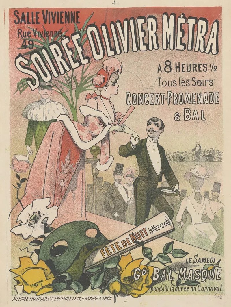 Salle Vivienne Soiree Olivier Metra Wall Art by Imp. Emile Lévy - High-Resolution Digital Print