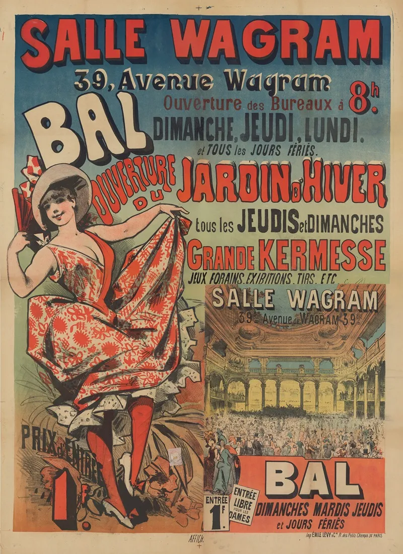 Salle Wagram 39 Avenue Wagram Bal Ouverture Du Jardin Dhiver Wall Art by Imp. Emile Lévy - High-Resolution Digital Print
