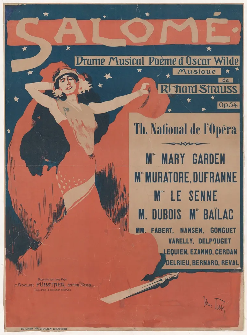 Salome Drame Musical Poeme Doscar Wilde Theatre National De Lopera Wall Art by Max Tilke - High-Resolution Digital Print