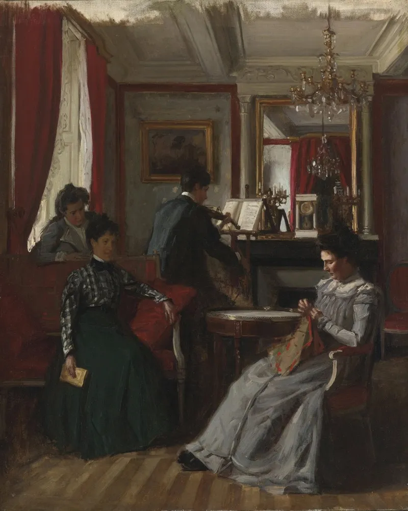 Salon De Famille Wall Art by René François Xavier Prinet - High-Resolution Digital Print