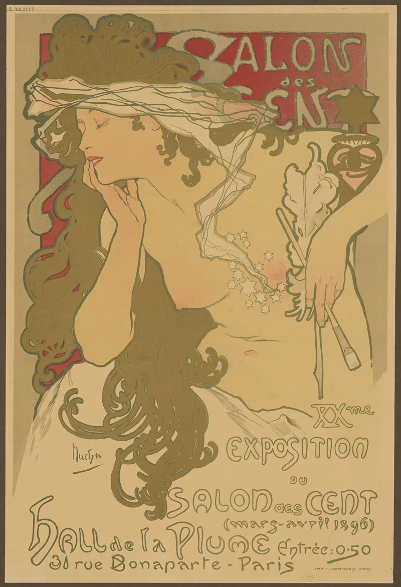 Salon Des Cent 20 Ausstellung Wall Art by Alphonse Mucha - High-Resolution Digital Print