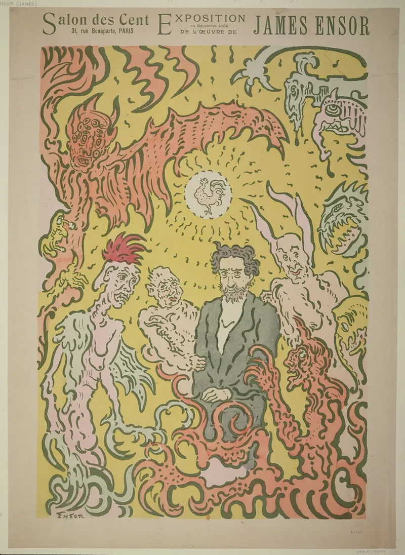 Salon Des Cent Exposition En Decembre 1898 De Loeuvre De James Ensor Wall Art by James Ensor - High-Resolution Digital Print