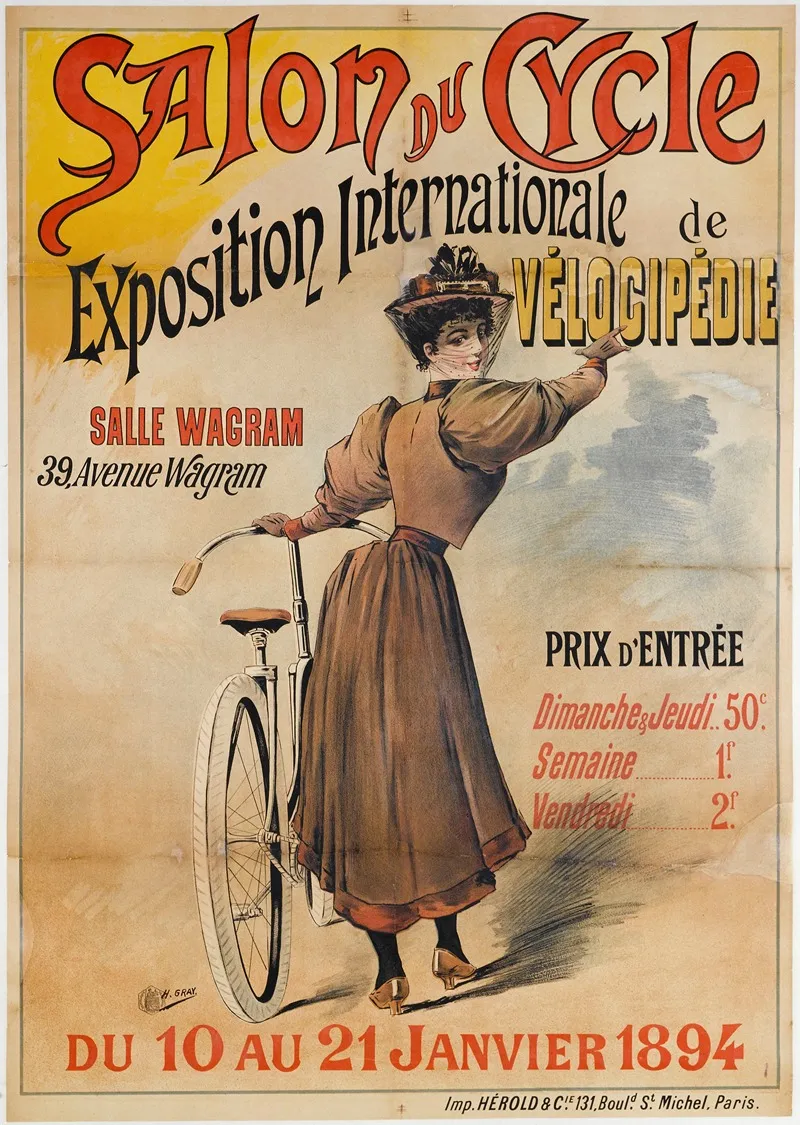 Salon Du Cycle Exposition Internationale De Velocipedie Wall Art by Henri Boulanger Gray - High-Resolution Digital Print
