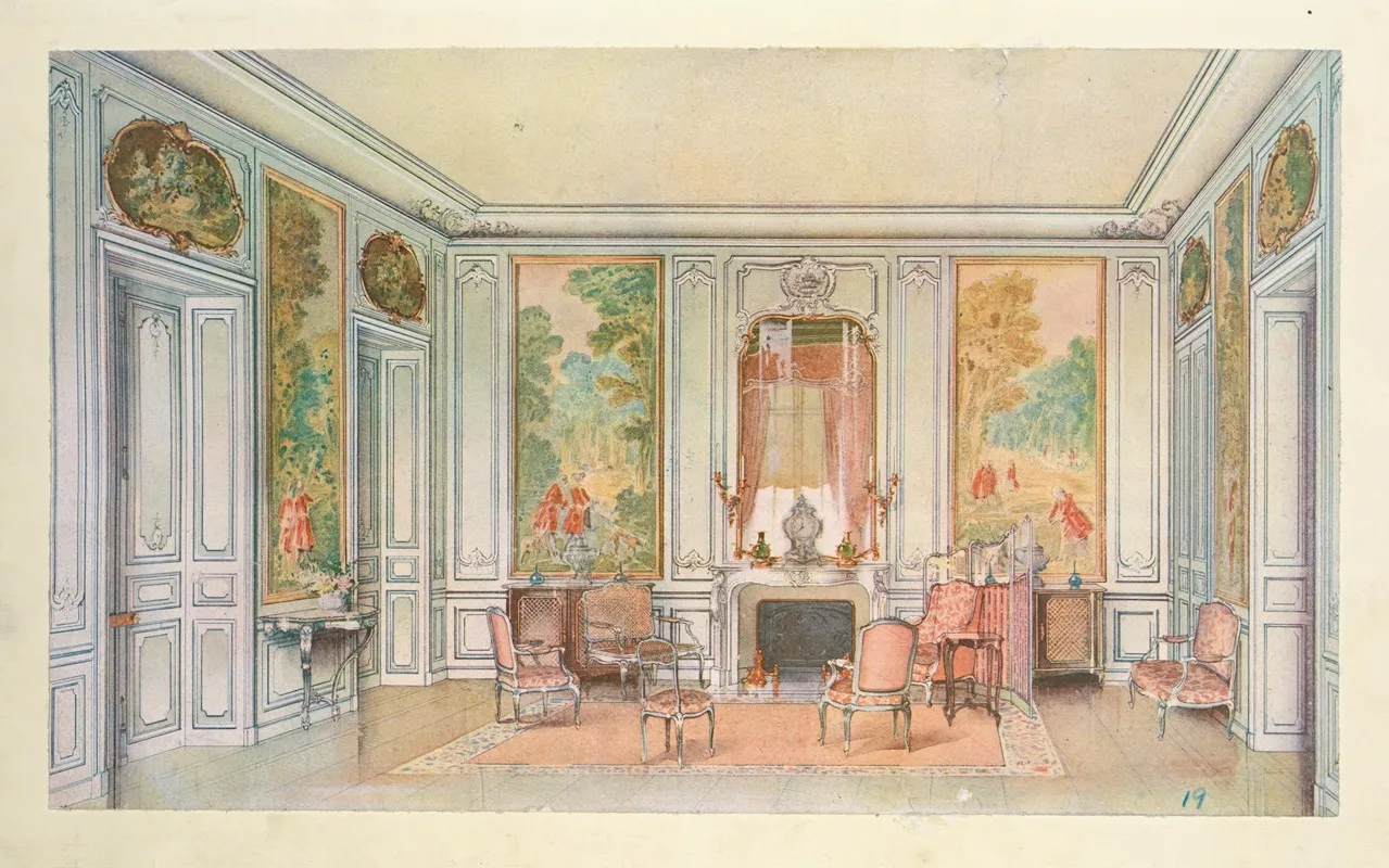 Salon Louis Xv Peint En Gris Vert