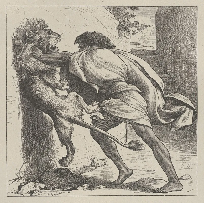 Samson And The Lion 3 Wall Art by Frederic Leighton - High-Resolution Digital Print