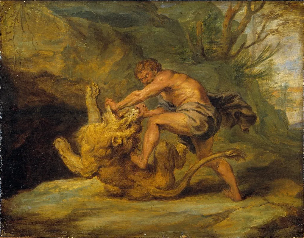 Samson And The Lion Study