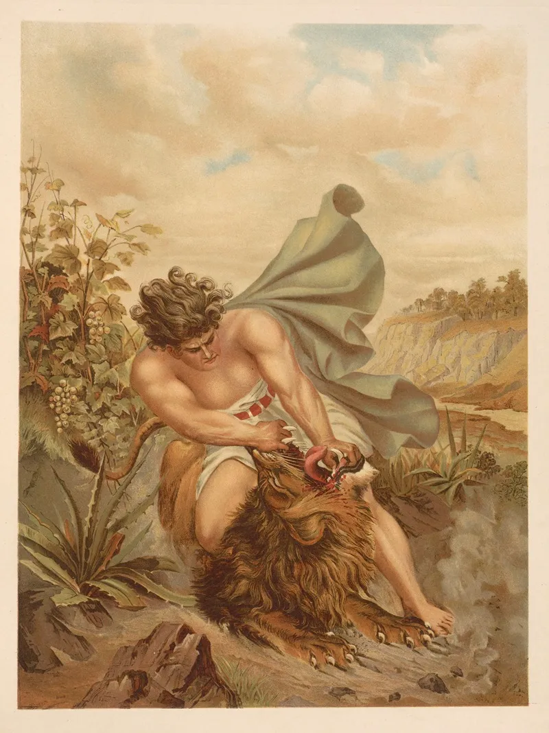 Samson Kills A Lion Wall Art by Jan Ladislaw Sýkora - High-Resolution Digital Print