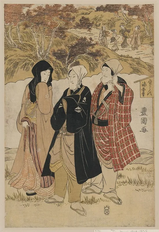 San Yakusha Kaian Ji No Momijigari Wall Art by Toyokuni Utagawa - High-Resolution Digital Print
