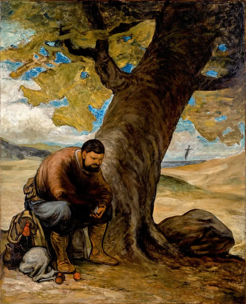 Sancho Pansa Unter Einem Baum Ausruhend