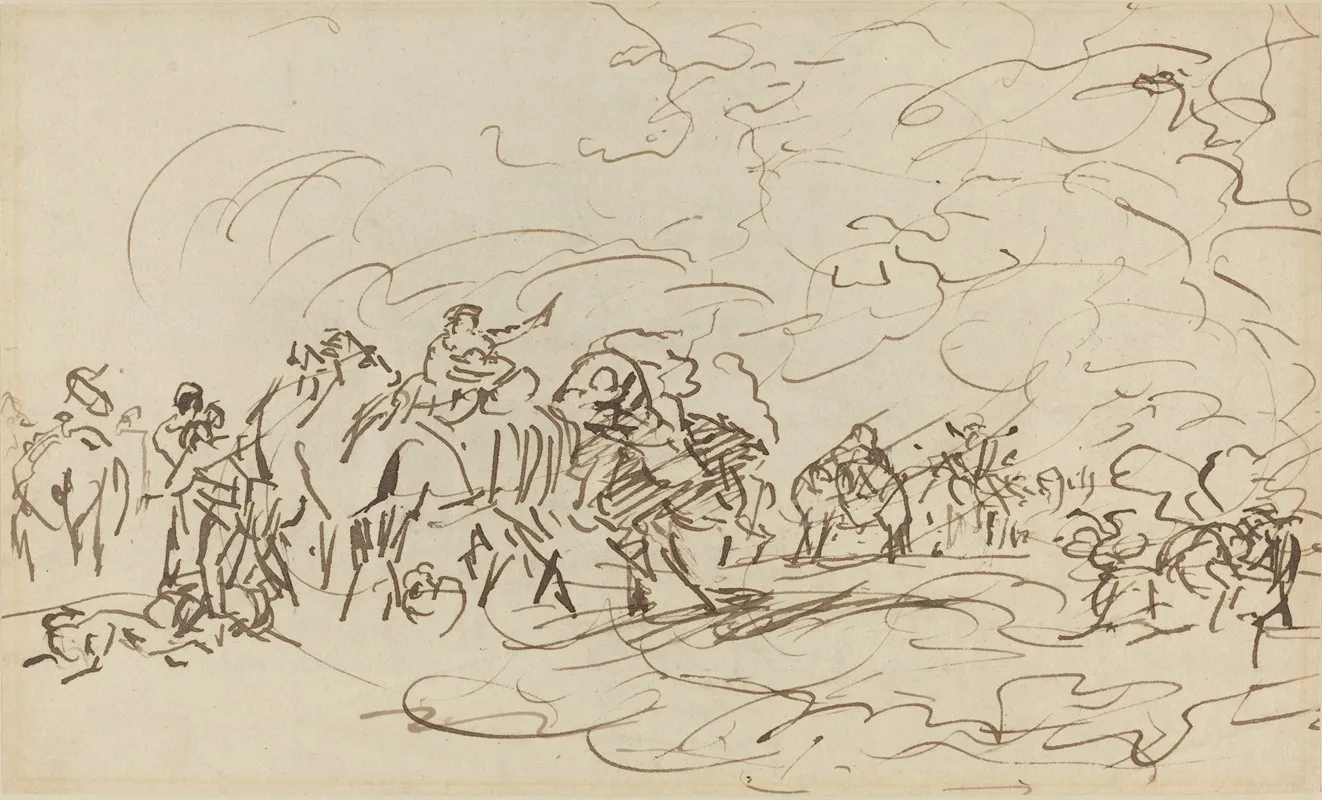 Sandstorm In The Desert Overtaking A Caravan Wall Art by Johan Joseph Zoffany - High-Resolution Digital Print