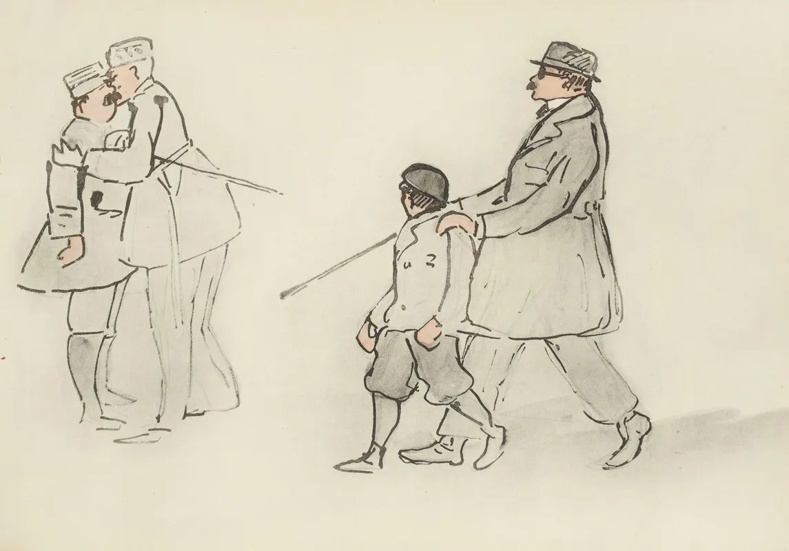 Sans Titre Deux Militaires Un Enfant Guidant Un Aveugle Wall Art by Paul Goute - High-Resolution Digital Print