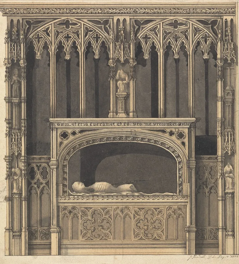 Sarcophagus In A Church Wall Art by John Kendall - High-Resolution Digital Print
