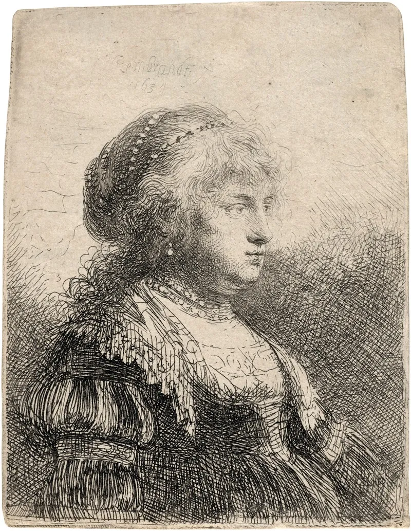 Saskia With Pearls In Her Hair Wall Art by Rembrandt van Rijn - High-Resolution Digital Print