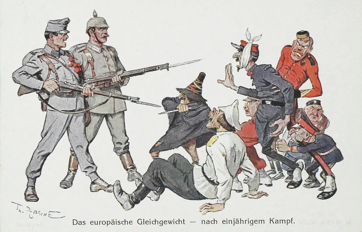 Satire Auf Das Euroaische Gleichgewicht Nach Einjahrigem Kampf Wall Art by Theodor Zasche - High-Resolution Digital Print